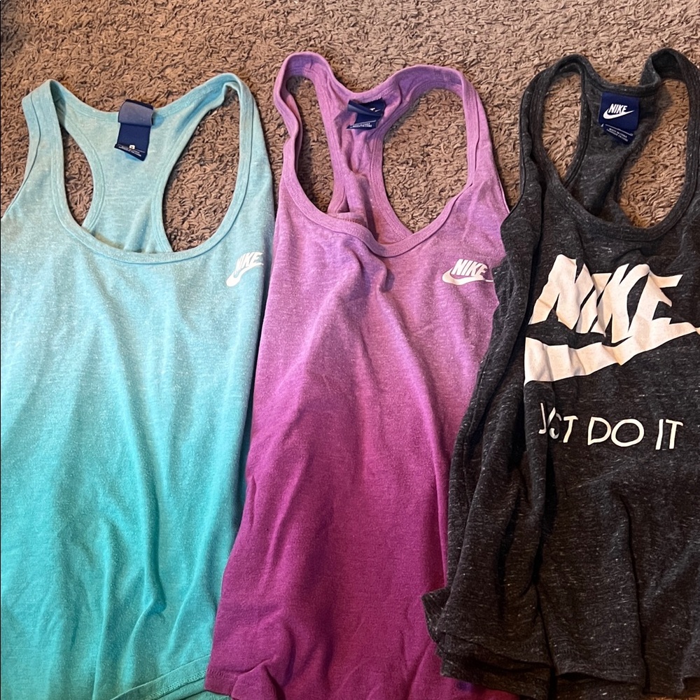 Nike Racerback Tank Trio - Teal, Purple, Charcoal